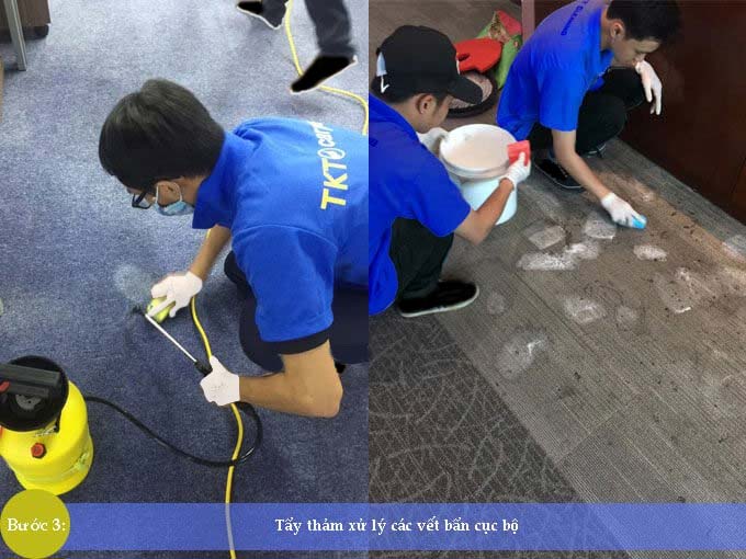 tẩy các điểm bẩn nặng trên bề mặt thảm
