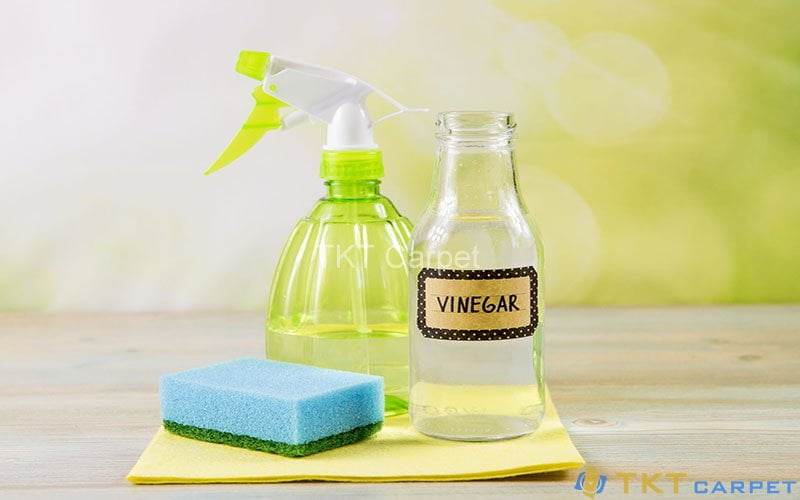 image: Using white vinegar to clean the couch