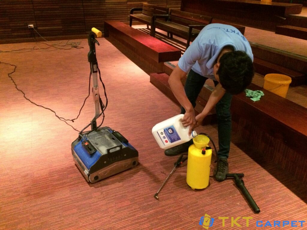 Photos of chemical spray on carpet surfaces