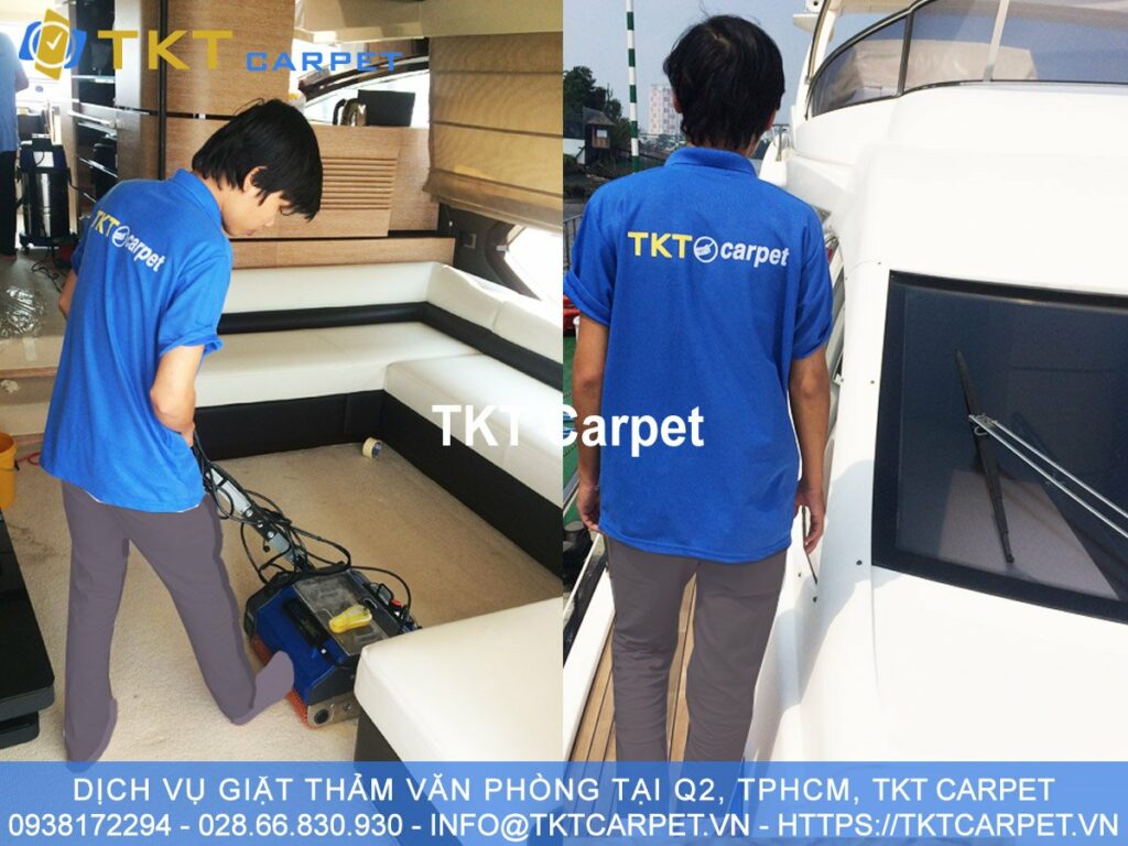 Photos of washing yacht carpets